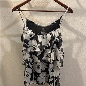 New York & Company Black and White Ruffled Camisole